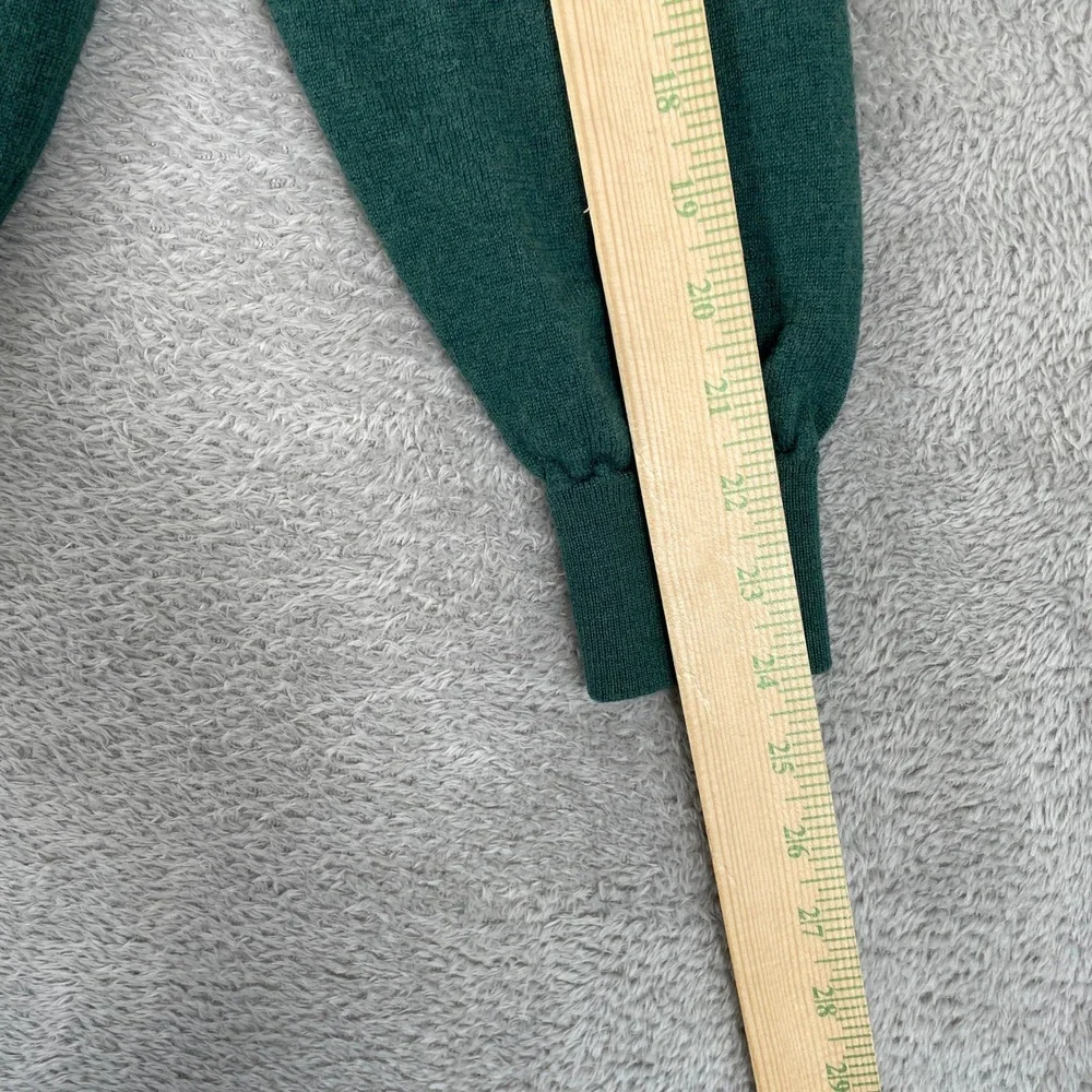 Collars & Co. Sweater Mens Large Green Australian Merino Wool Quarter Zip Knit